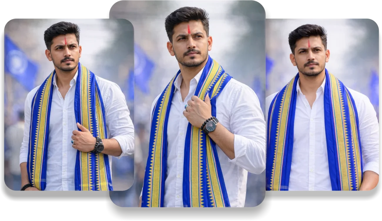 Bhim Army Blue Gamcha Yellow Border – Catalogue Model View