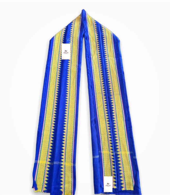 Bhim Army Blue Gamcha Yellow Border Full View – Traditional Stole