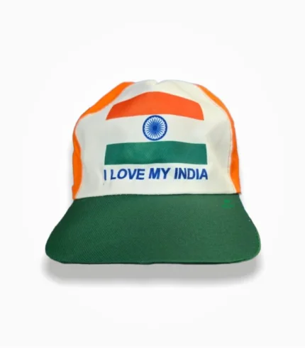 Independence Day Cap I Love My India Tiranga Cotton Cap Front View
