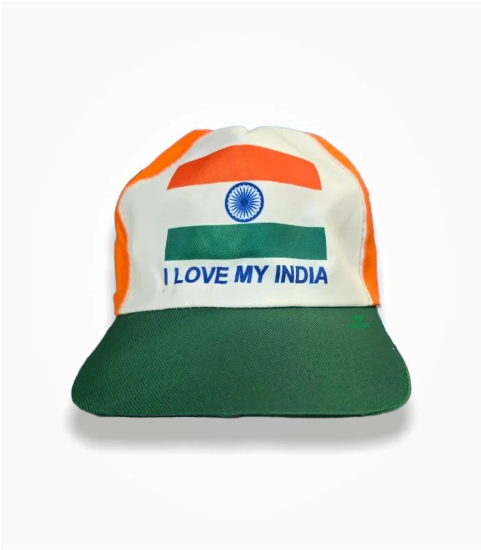 Independence Day Cap I Love My India Tiranga Cotton Cap Front View