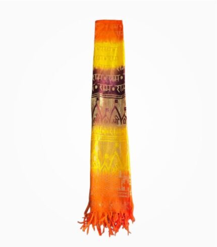 Jai Shri Ram chunri dupatta rasal fabric multicolour folded view with tassels