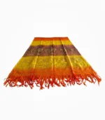Jai Shri Ram printed chunri close up rasal fabric texture Ram Mandir design multicolour devotional stole Jhalak Enterprises