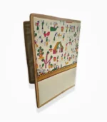 Angled view of Warli print jute folder for campaign meetings