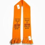 BJYM Muffler front open view saffron orange Bhartiya Janata Yuva Morcha BJP muffler with lotus symbol