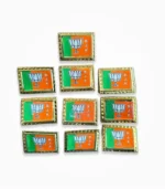 BJP metal badge rectangle pack of 10 pieces front view BJP party symbol