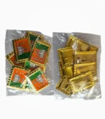 BJP metal badge rectangle shape pack of 10 in polybag front and back view