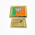 BJP Metal Badge Rectangle – BJP Symbol Flag Pin, Brooch & Coat Pin | Pack of 10