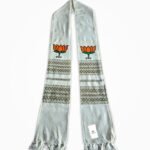 BJP White Premium Muffler – Assamese Woven Cotton Scarf with Lotus Print