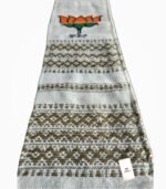 Close-up of BJP white premium muffler woven Assamese design