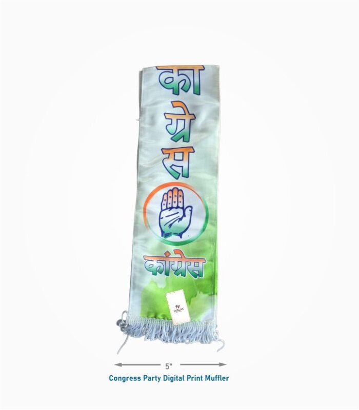 Congress Party Muffler 5 Inch Wide Digital Print Satin Muffler