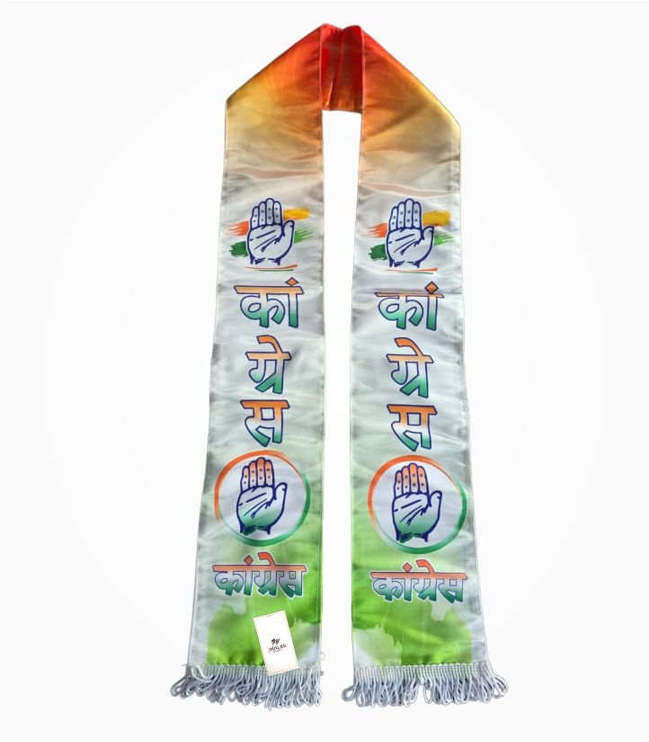 congress-muffler-digital-print-tricolor-hand-symbol-print Congress Party Digital Print Muffler Double Side Heavy Satin