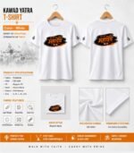 White Kawad Yatra T-Shirt Product Catalogue Design with Specifications