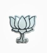 BJP White Kamal Badge with black lotus outline
