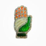 Congress Hand Symbol Stone Badge – 7×4 cm Safety Pin Badge