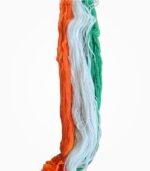 Saffron white and green yarn detail of Tiranga Soot Mala