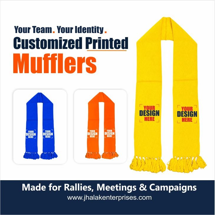 Custom printed mufflers for rallies, meetings and campaigns