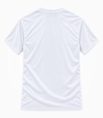Plain white round neck T-shirt with half sleeves, back view