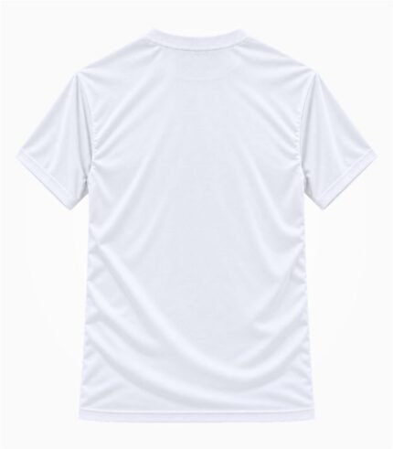 Plain white round neck T-shirt with half sleeves, back view