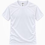 Plain white round neck T-shirt with half sleeves, front view