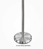 Close-up of the round steel table flag base showing its circular surface finish and central pole connection